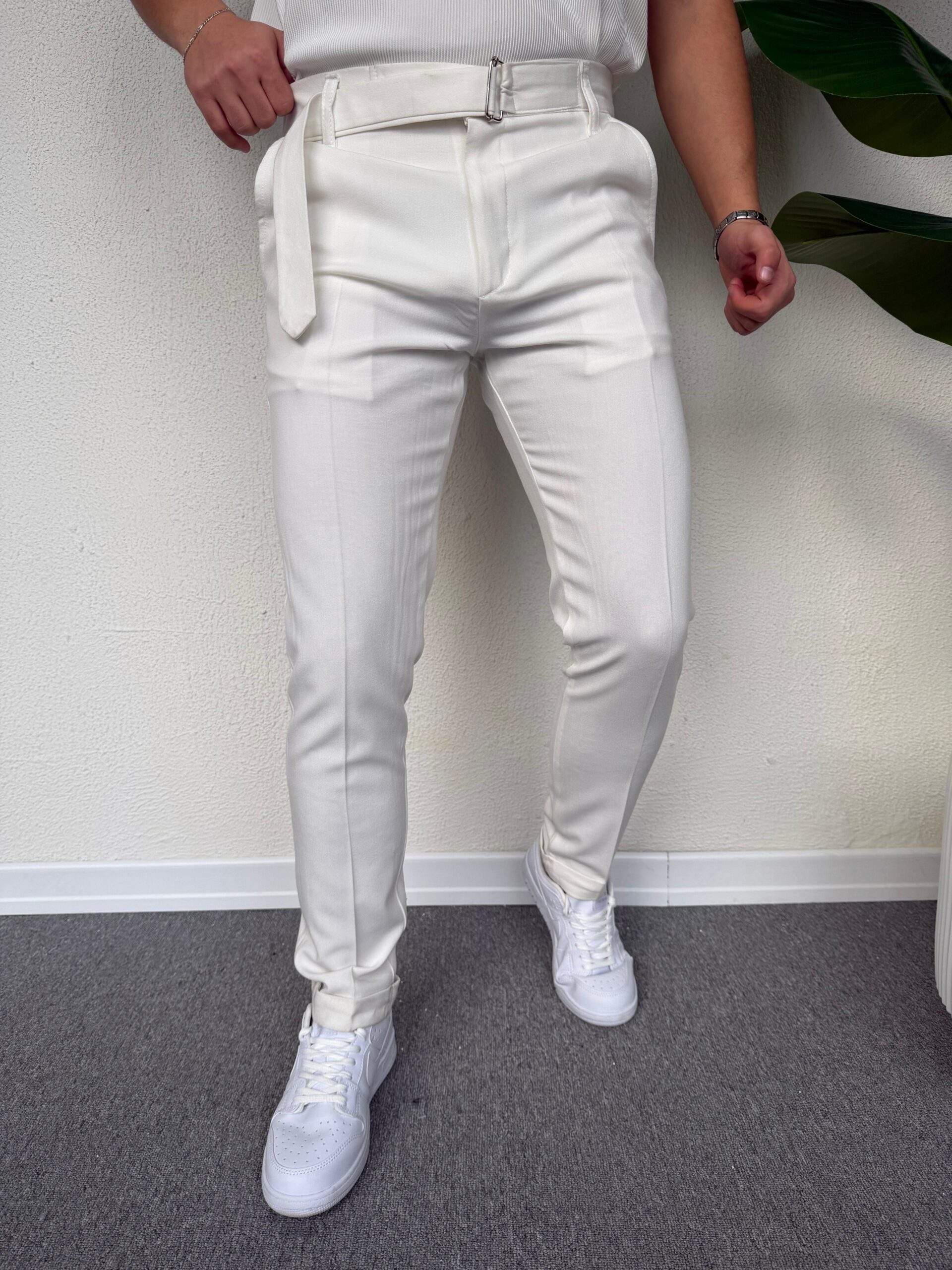 KENDİNDEN KEMERLİ PANTOLON