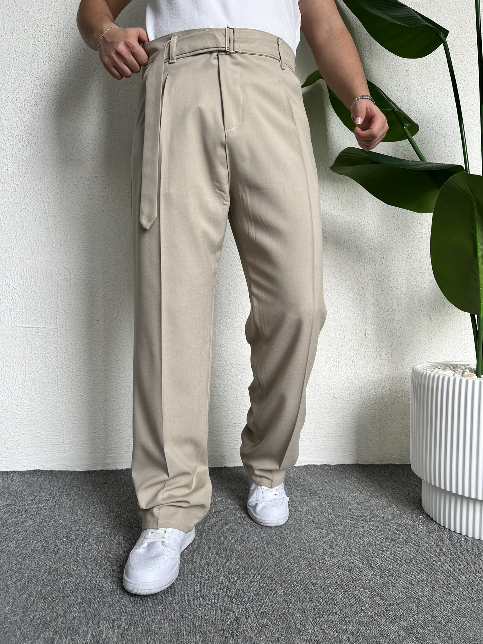 BAGGY KENDİNDEN KEMERLİ PANTOLON